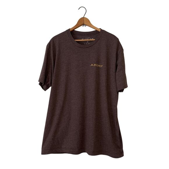 Ariat Men’s T-Shirt – XL – Brown Logo Tee Western Workwear Cotton Blend - Picture 1 of 4